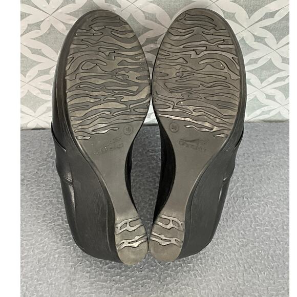 Dansko Rosaline Black Leather Slip On Comfort 3" Wedge Loafer Women 7/38 - Picture 9 of 10